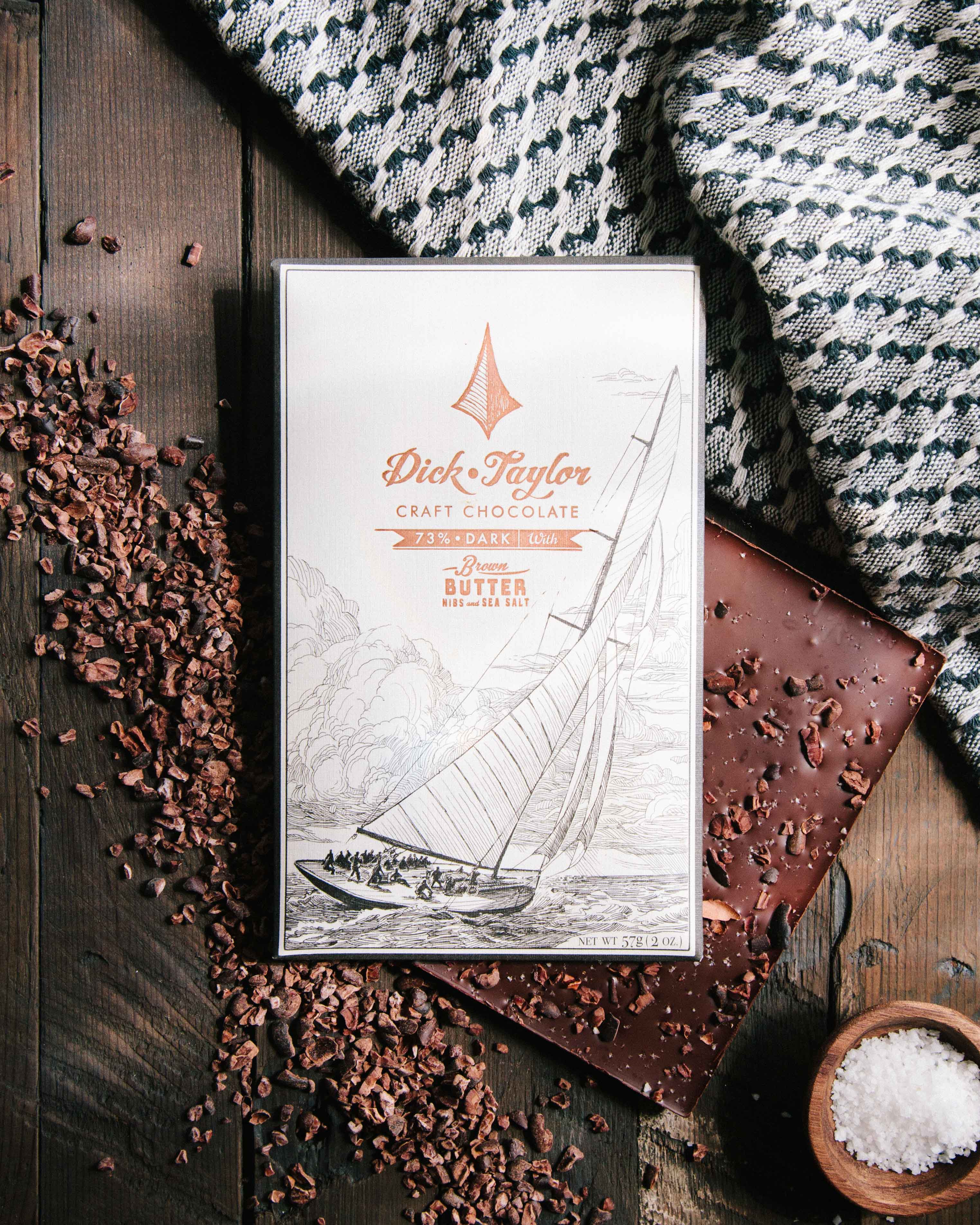 Brown Butter with Nibs & Sea Salt Dark Chocolate Bar